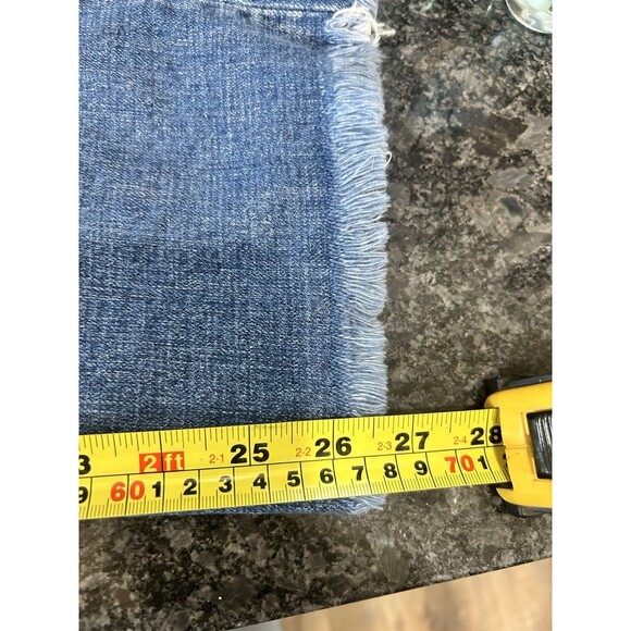 KanCan Mid Rise Straight Leg Jeans Size 13/30 Dark Wash Stretch Denim Frayed Hem - Picture 7 of 7